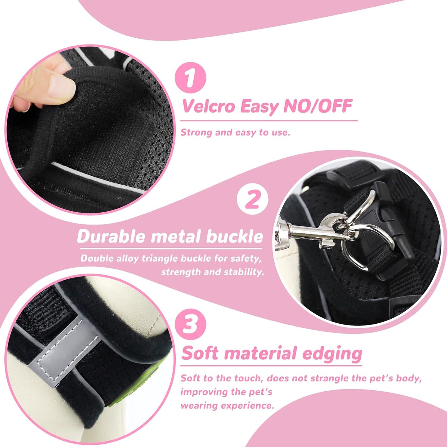 Escape Proof Cat Harness and Lead Set – Adjustable Reflective Soft Mesh Vest for Cats