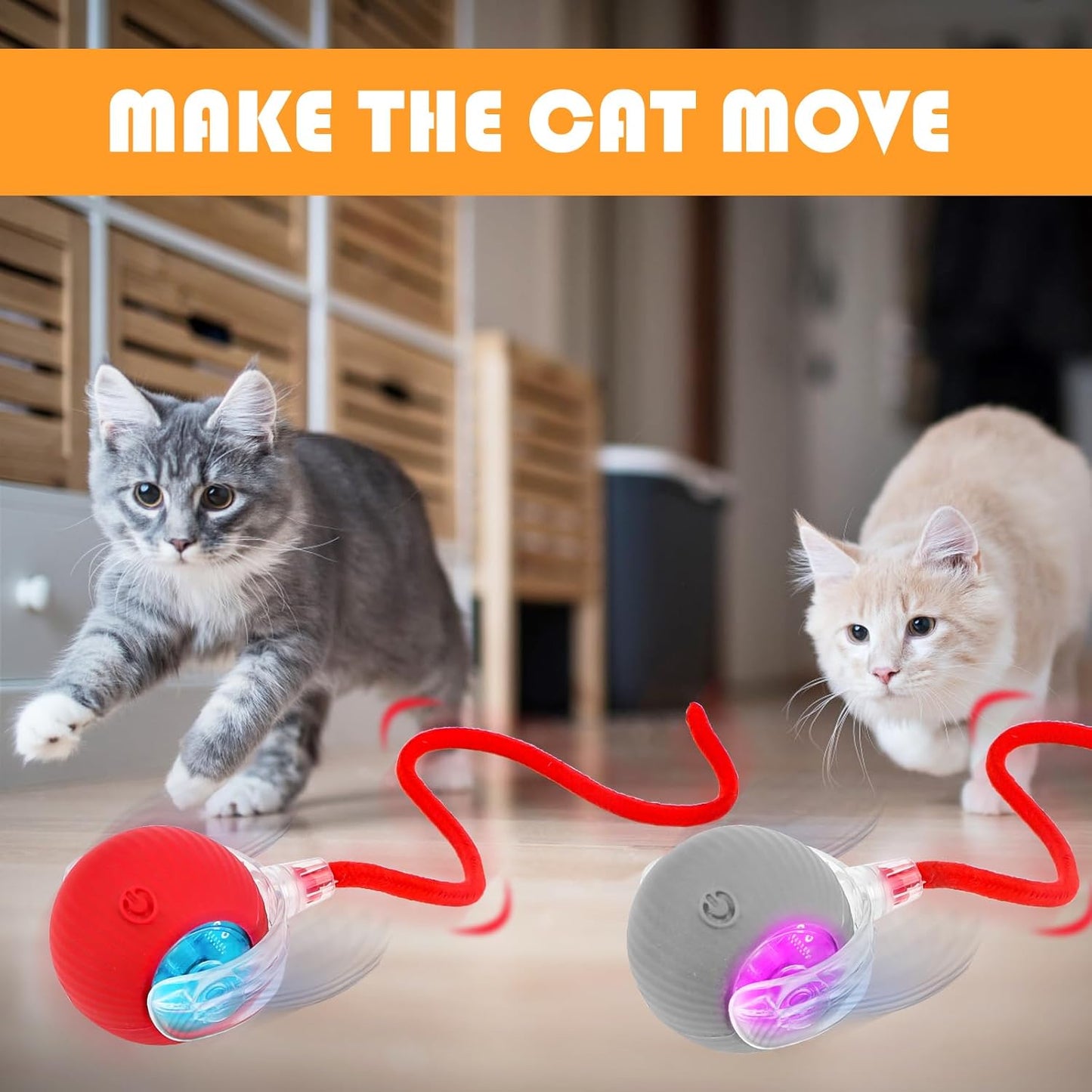 Chewie Interactive Toys, 2 Pack Chewie Ball for Cats & Dogs, 360° Smart Automatic Rolling Ball for Large, Medium & Small Pets
