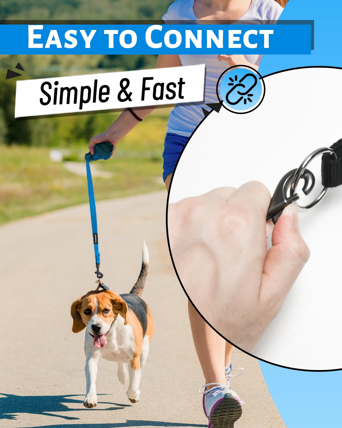 Looxmeer Dog Training Lead, 5M(16ft) Strong Extra Long Dog Lead for Small Medium Large Dog with Padded Handle & Storage Bag, Waterproof Dog Leash for Recall Tracking Hiking Hunting Obedience, Blue