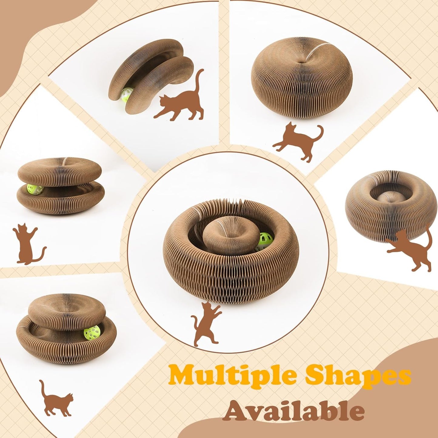 Magic Accordion Cat Scratcher Toy with Ball – Interactive Curl Ring for Indoor Cats & Kittens