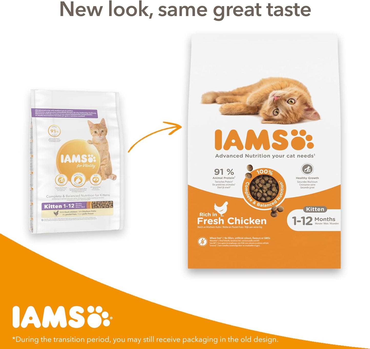 IAMS for Vitality Kitten Food with Fresh Chicken – Dry & Wet Food for Healthy Growth