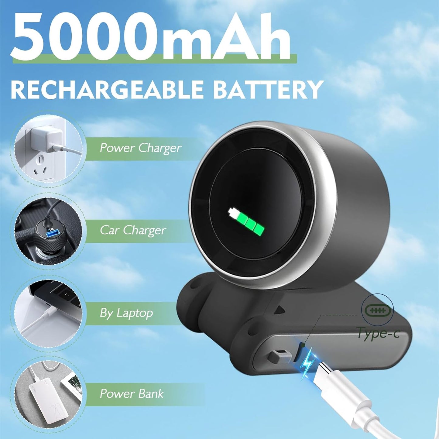 3-in-1 Foldable Portable Turbo Fan | 3600mAh Rechargeable | 100-Speed Control | Handheld & Desktop Cooling Fan