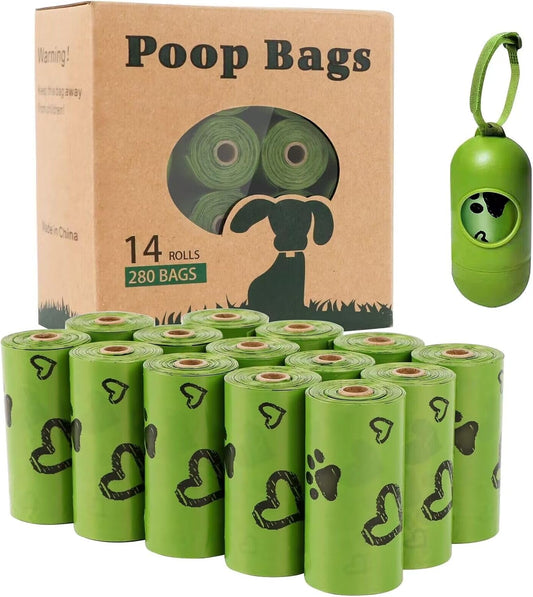 Dog Poo Bags - 540 Counts Biodegradable Poop Waste Bag Refill Rolls for Dogs include 1 Adjustable Dispenser | Scented