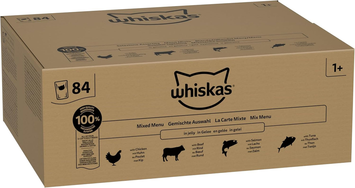 Whiskas 1+ Adult Wet Cat Food – Delicious Complete Meals for Adult Cats