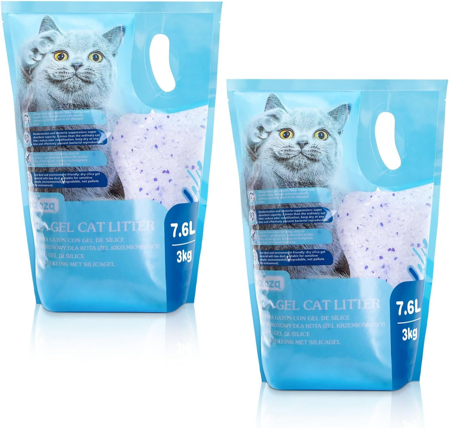 Nobleza - Silica Cat Litter Diamond Gel kitten Litter Absorbent, Comfortable Biodegradable