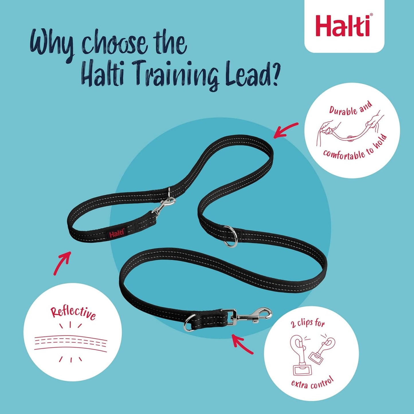 HALTI No-Pull Dog Training Lead – Professional Double-Ended Control Leash for Easy, Stress-Free Walks