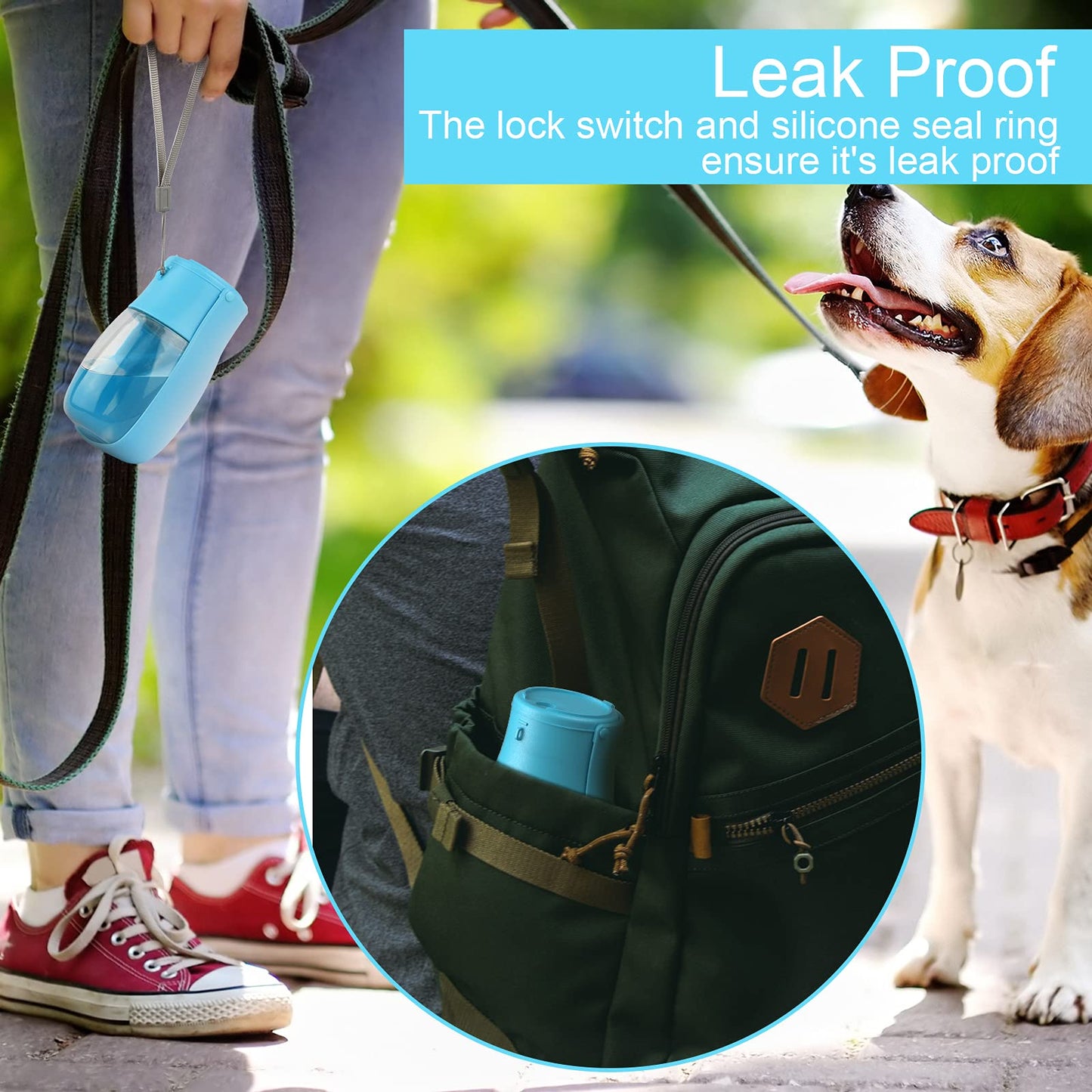 Gezimetie Dog Water Bottle – Foldable Pet Water Dispenser with Waste Bag Holder for Walking & Travel