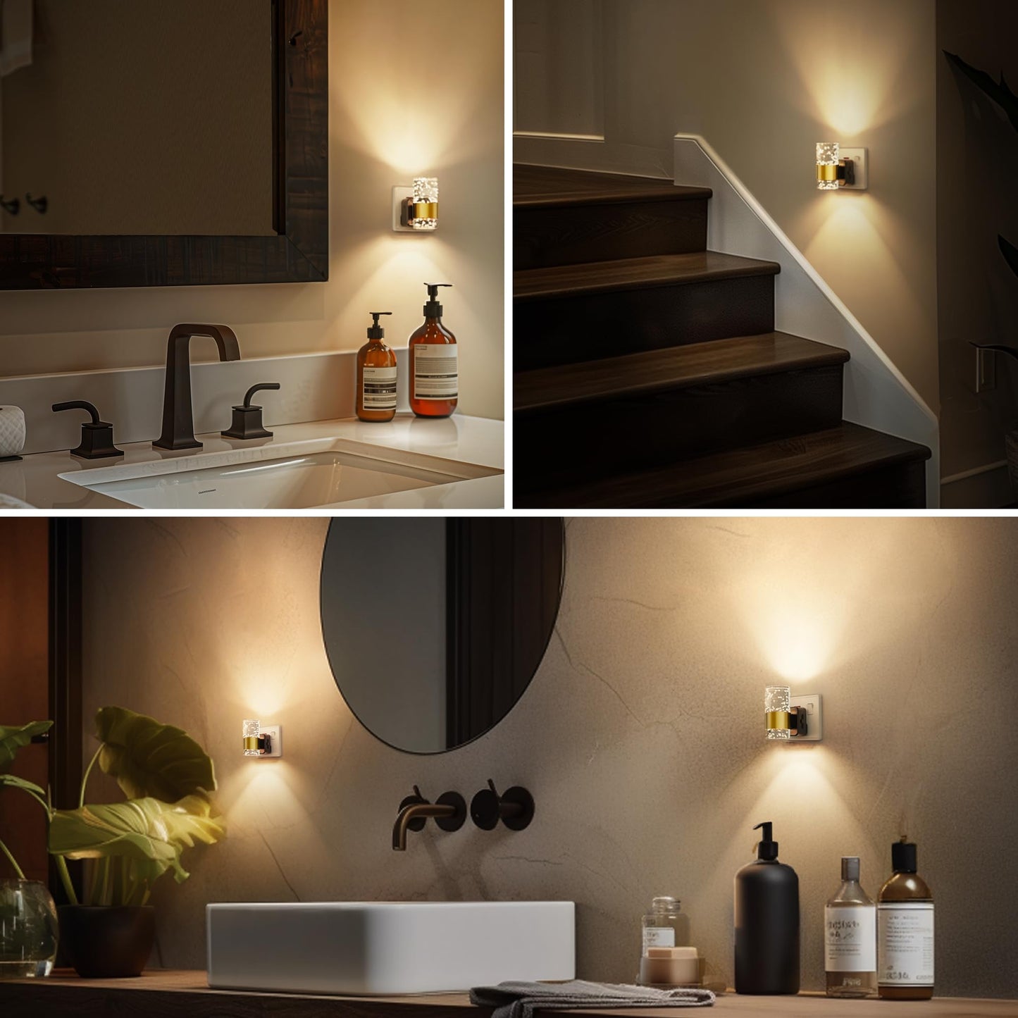 LOHAS-LED Plug in Night Light, Acrylic Night Light with Dusk to Dawn Sensor, Adjustable Brightness 0-100LM, Warm White 3000K, Plug in Nightlight for Hallway, Bathroom, Stair, Bedroom[1 Pack]