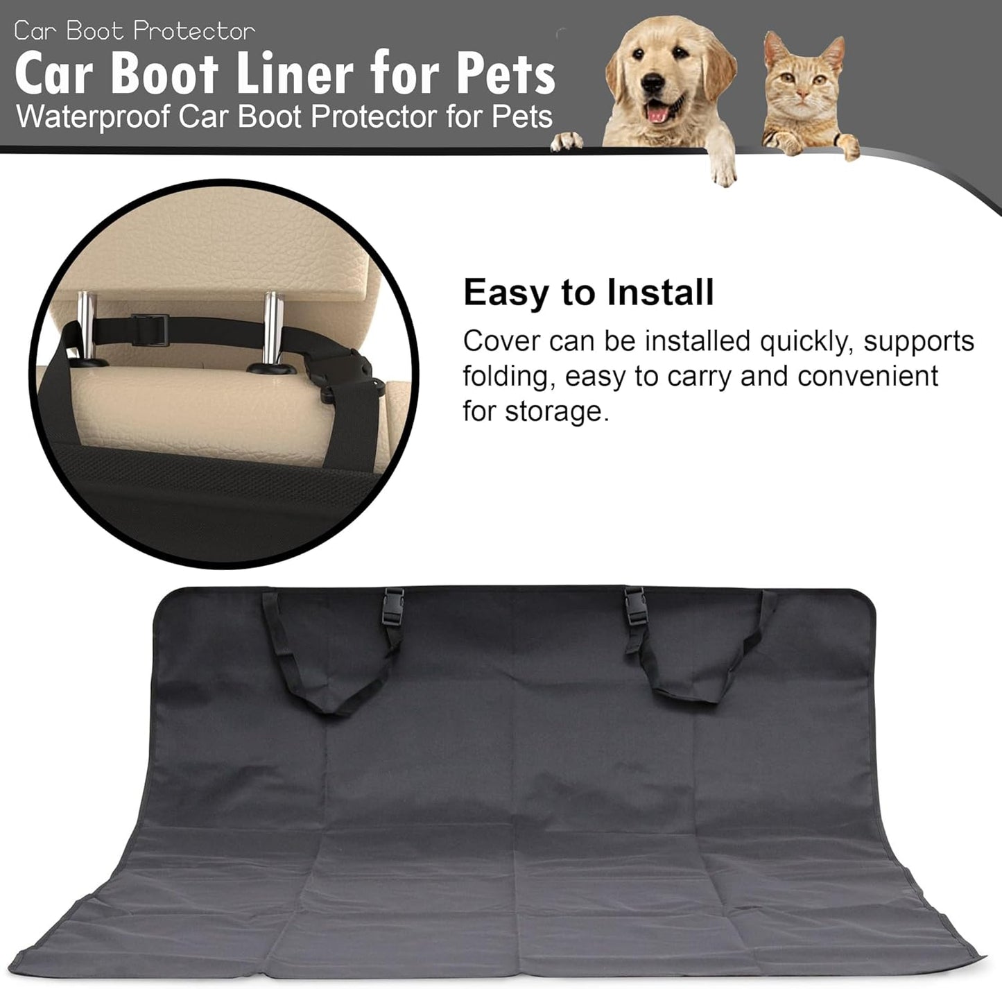 Waterproof Car Boot Protector for Dogs – Non-Slip Boot Liner with Side & Bumper Flap Protection