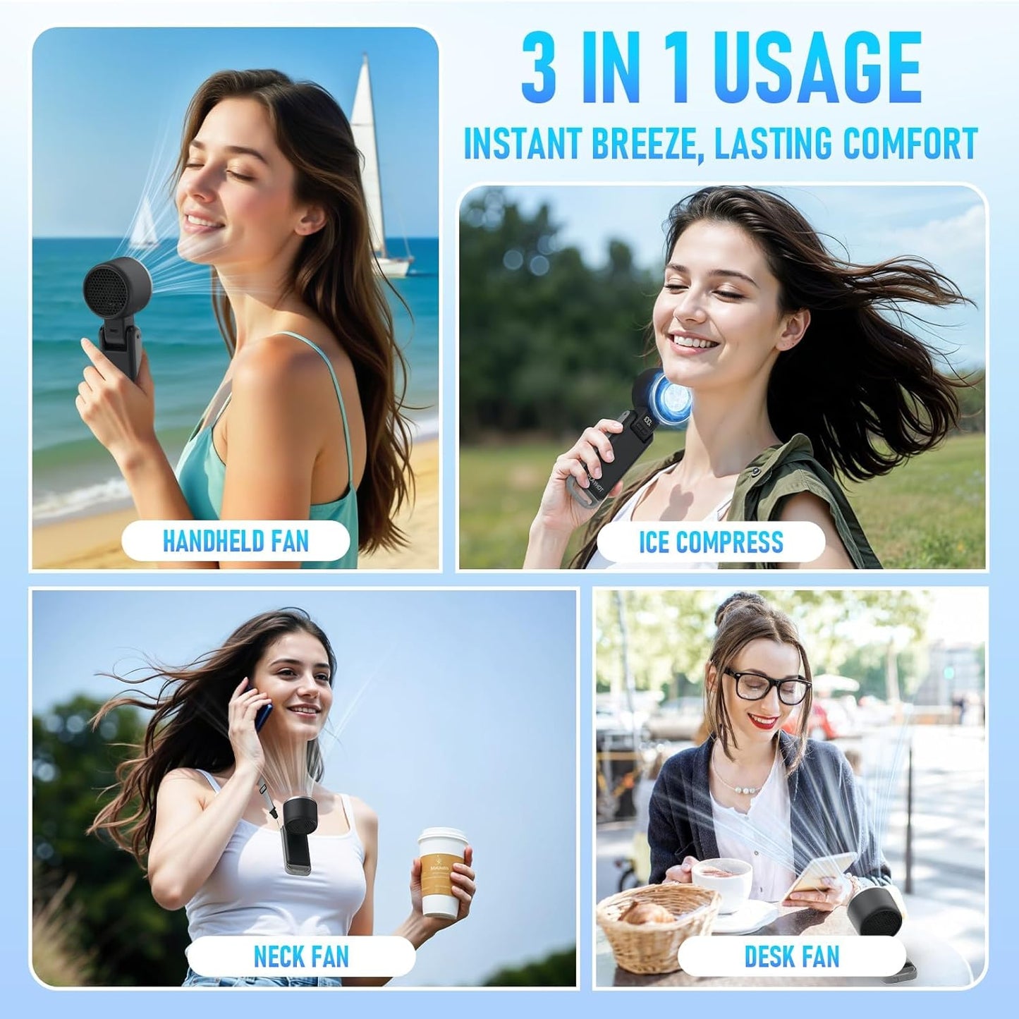 Portable Handheld Turbo Fan with Ice Cooling