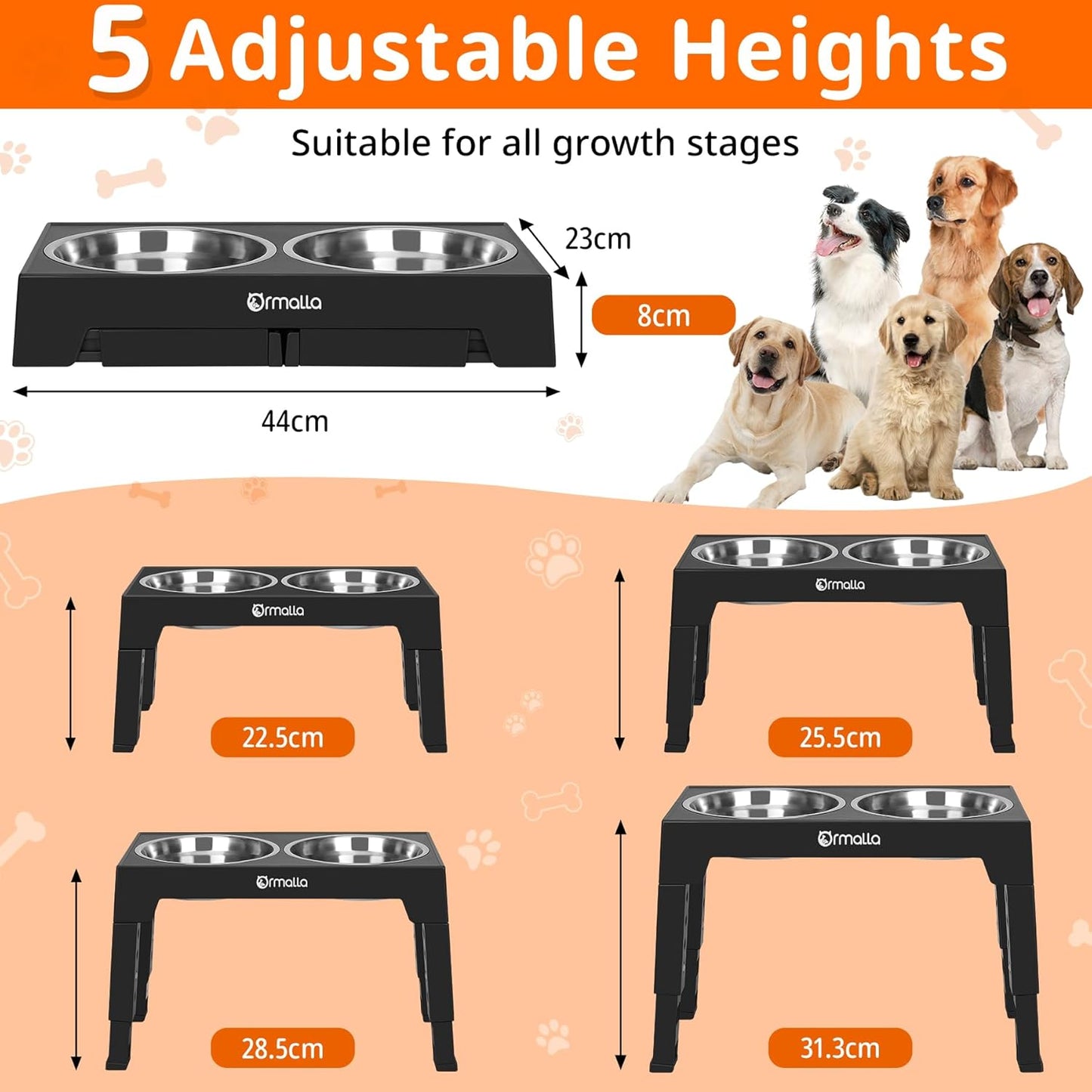 Elevated Dog Bowls with Slow Feeder