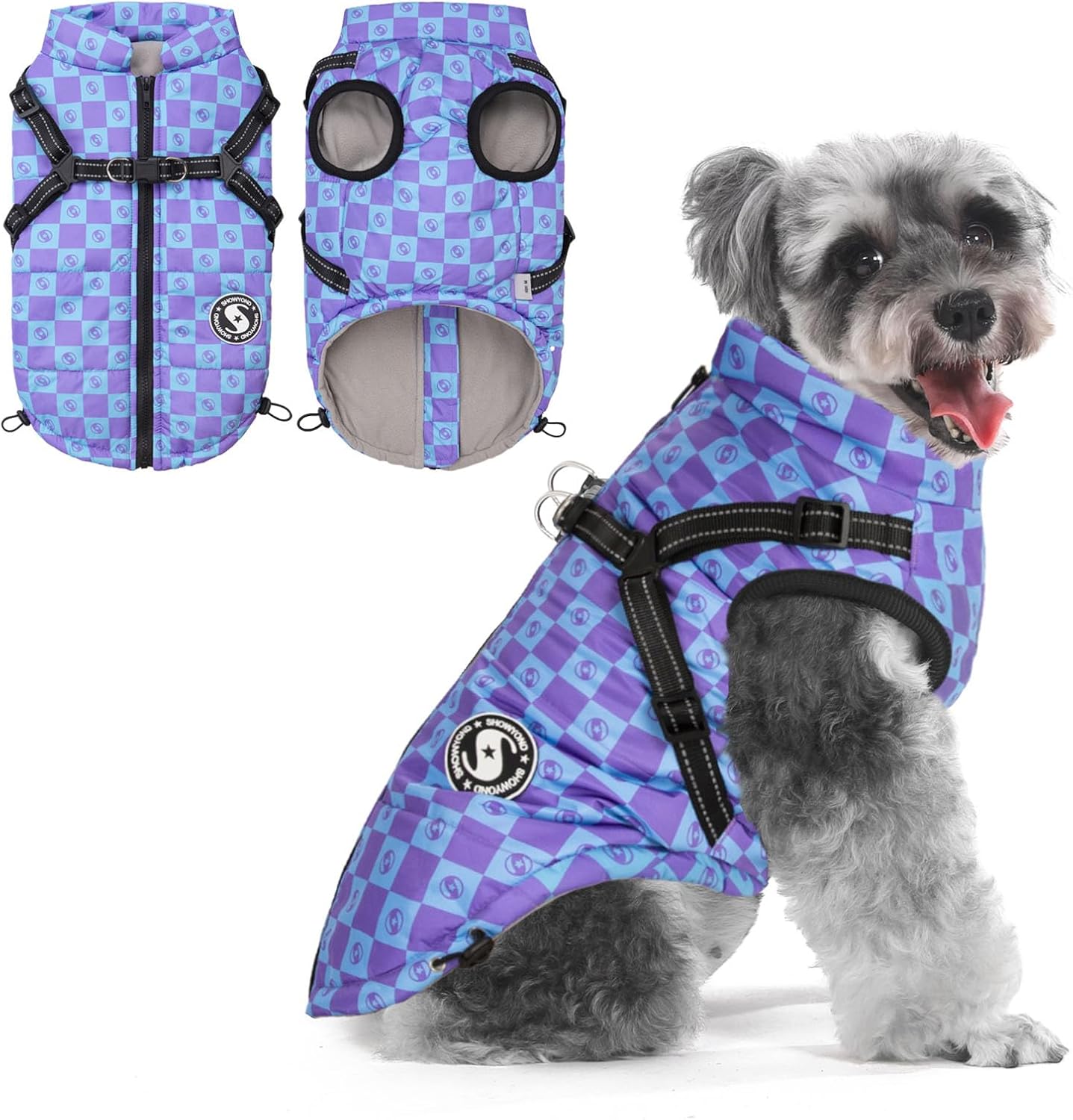 Dachshund Coat Waterproof Fashion Winter Warm Zip Up Dog Coat with Harness Dog Jacket for Puppy Small Medium Large Dogs