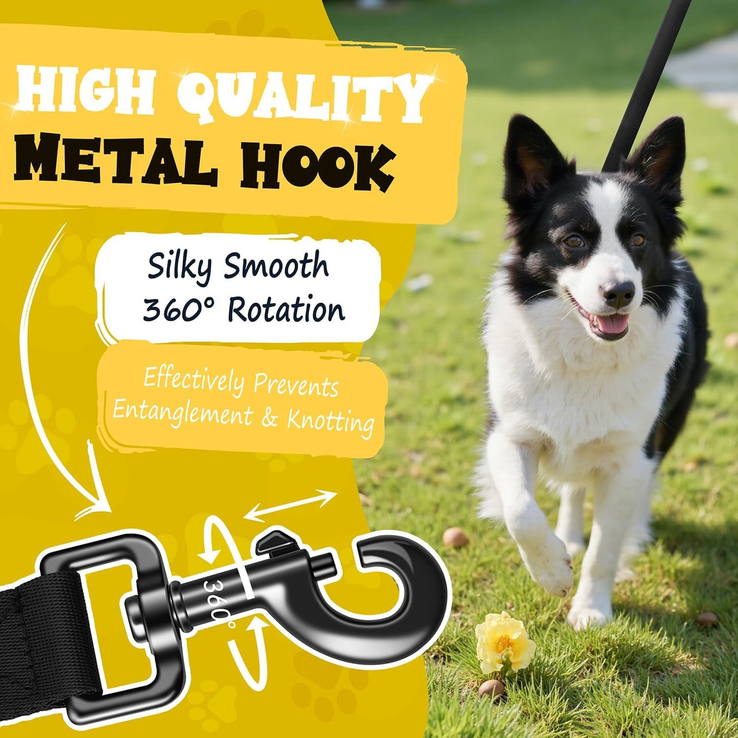 Looxmeer Dog Training Lead, Strong Extra Long Dog Lead for Small Medium Large Dog with Padded Handle & Storage Bag, Waterproof Dog Leash for Recall Tracking Hiking Hunting Obedience, Blue