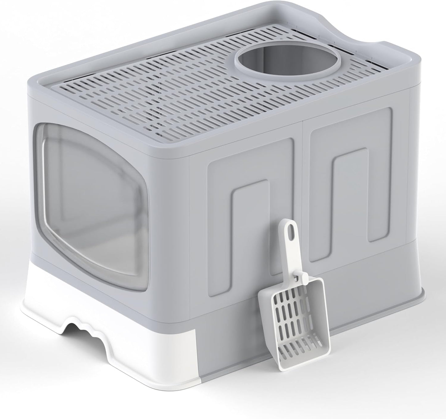 Large Cat Litter Box – Open Sifting Tray or Foldable Hooded Litter Box with Scoop