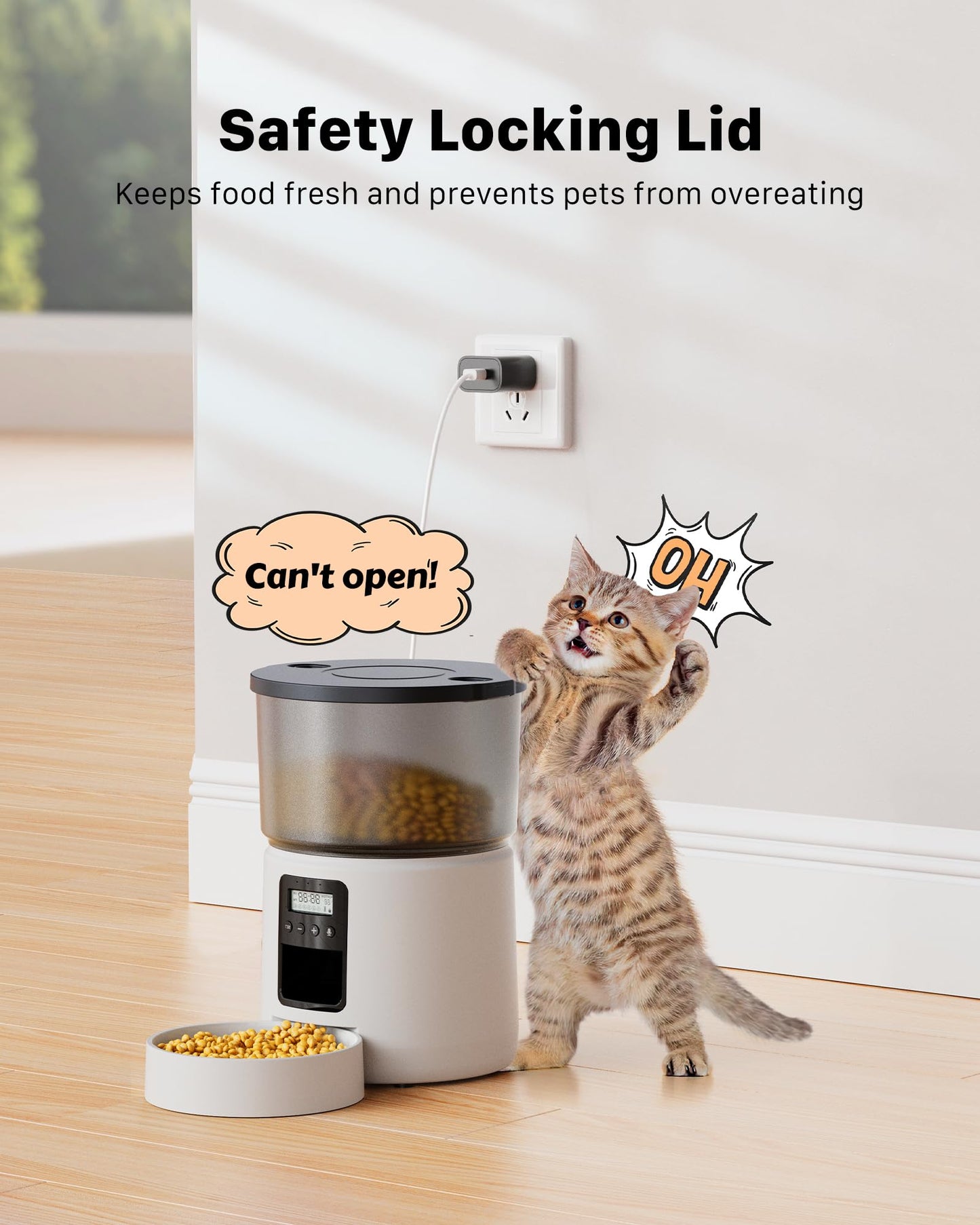 BEMOONY Automatic Cat Feeder – 5L Smart Pet Food Dispenser with Custom Feeding Schedule for Cats & Dogs