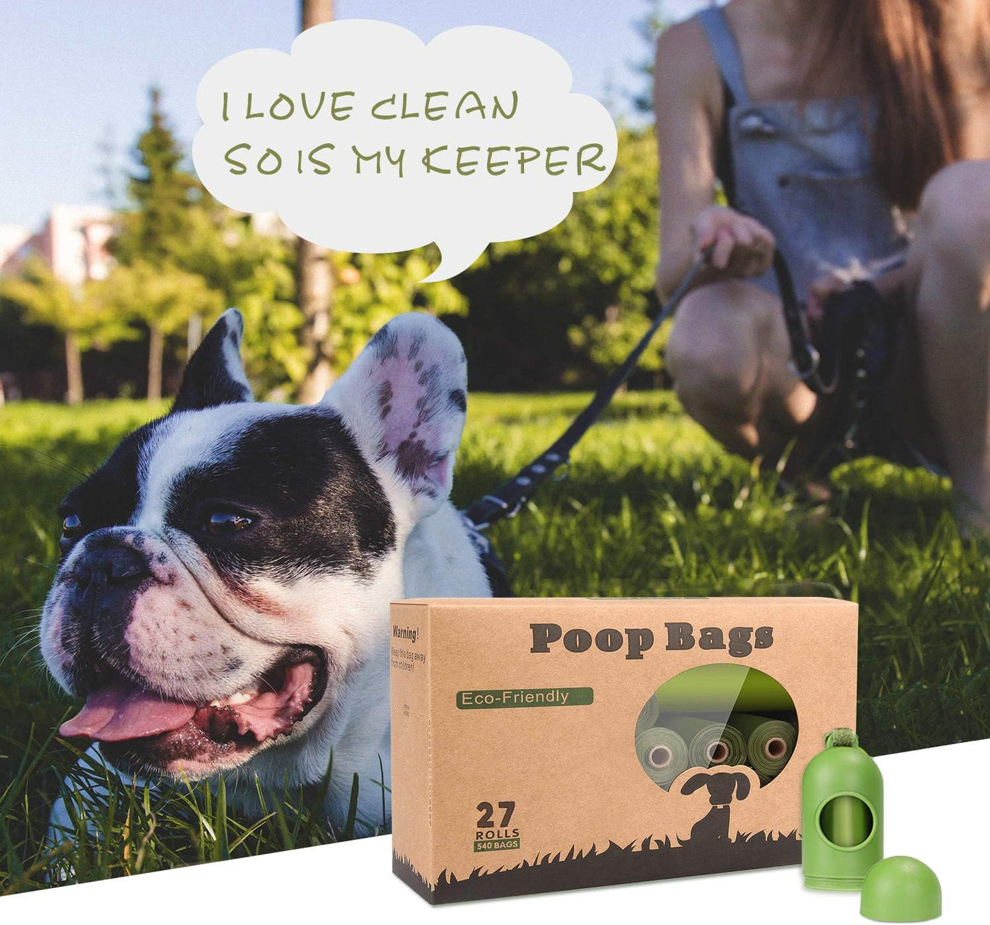 Dog Poo Bags - 540 Counts Biodegradable Poop Waste Bag Refill Rolls for Dogs include 1 Adjustable Dispenser | Scented