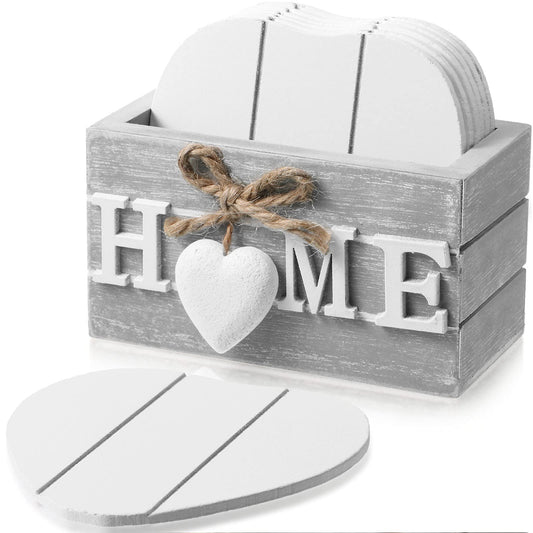 Decorative wooden box with 'HOME' letters and a heart, featuring a white lid.