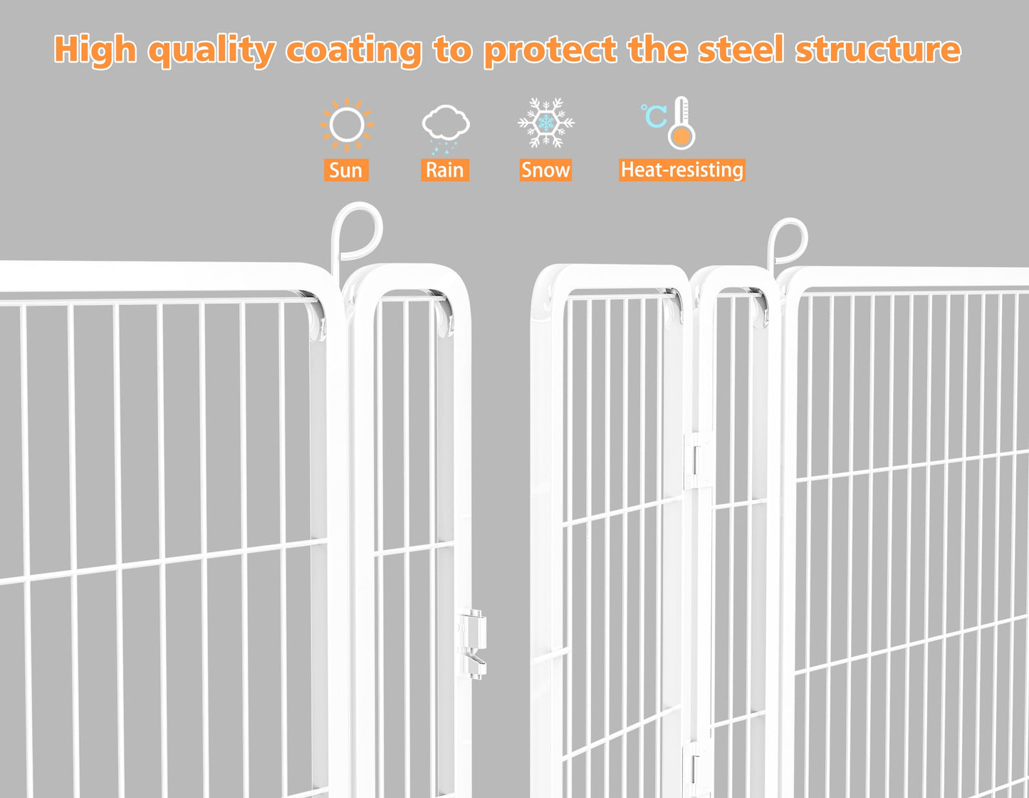 HOMIDEC Dog Pen – 8 Panel 80cm Foldable Pet Playpen with Door for Dogs, Puppies, Cats & Small Animals (White)