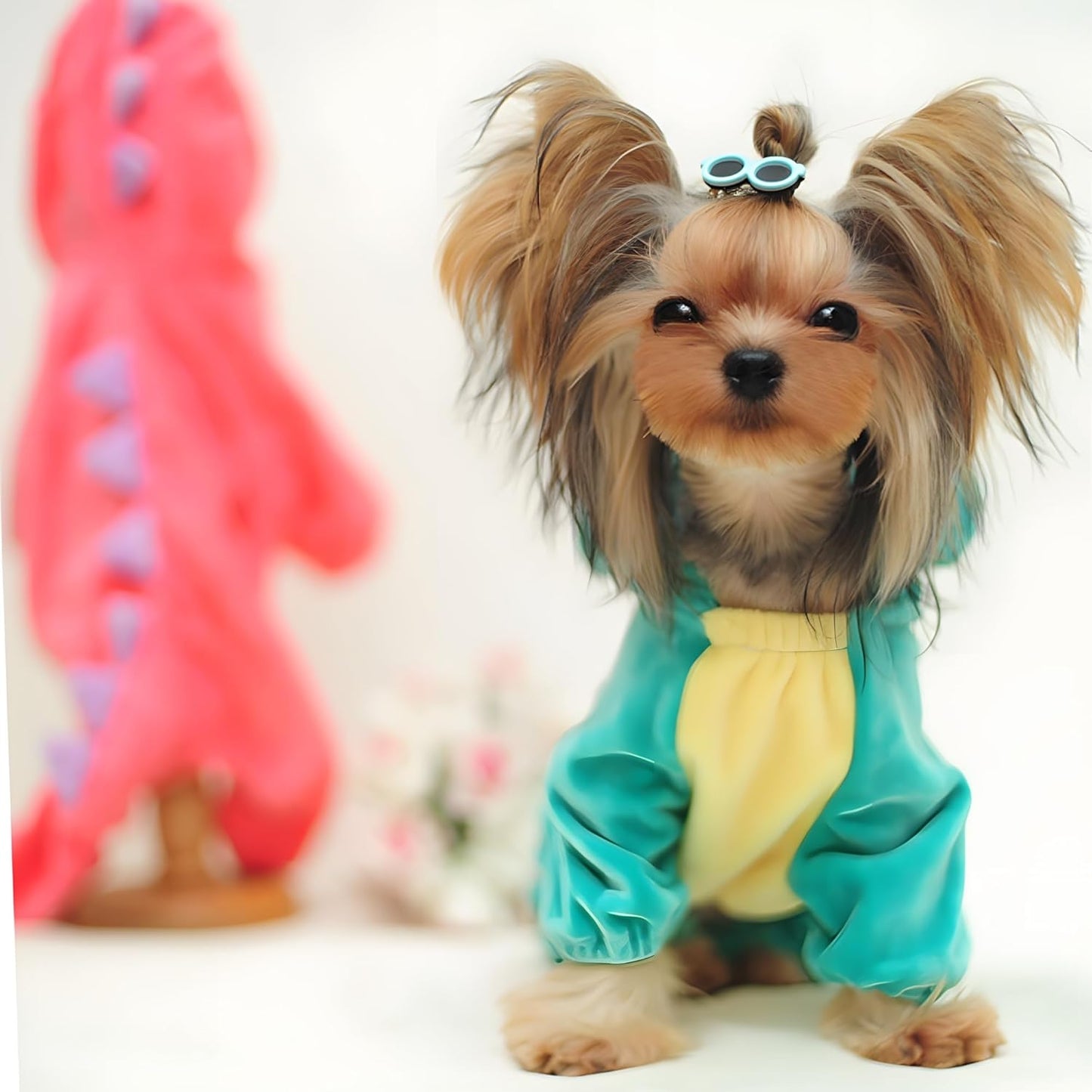 DELIFUR Dinosaur Dog Halloween Costume Pet Dino Hoodie for Small & Medium Dogs