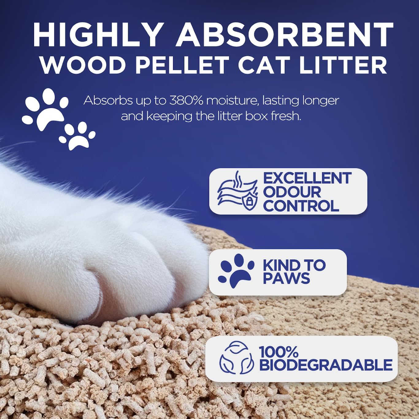 Premium Natural Wood Pellet Cat Litter – Ultra Odour Control, 99% Dust Free, Biodegradable & Super Absorbent for Cats & Kittens