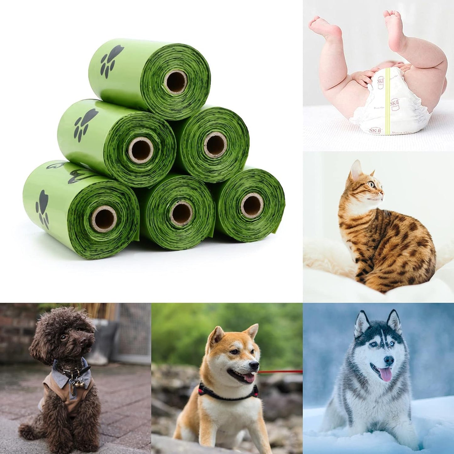Dog Poo Bags - 540 Counts Biodegradable Poop Waste Bag Refill Rolls for Dogs include 1 Adjustable Dispenser | Scented