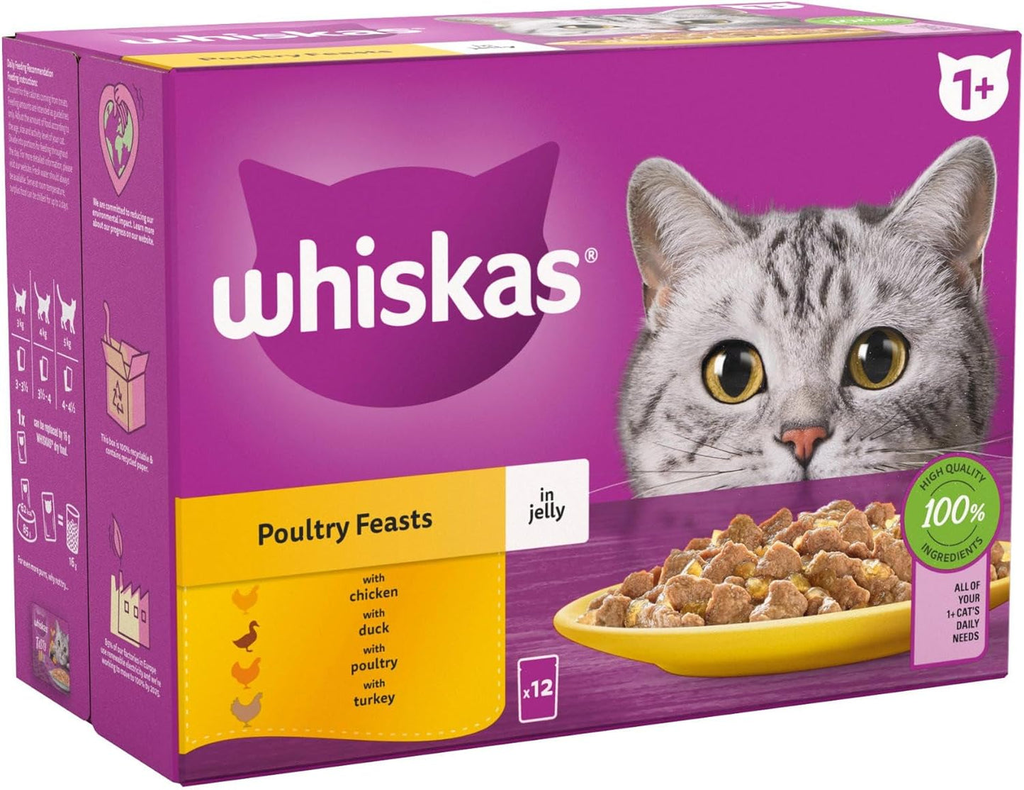 Whiskas 1+ Adult Wet Cat Food in Jelly — Fish & Poultry Flavours | Multipack