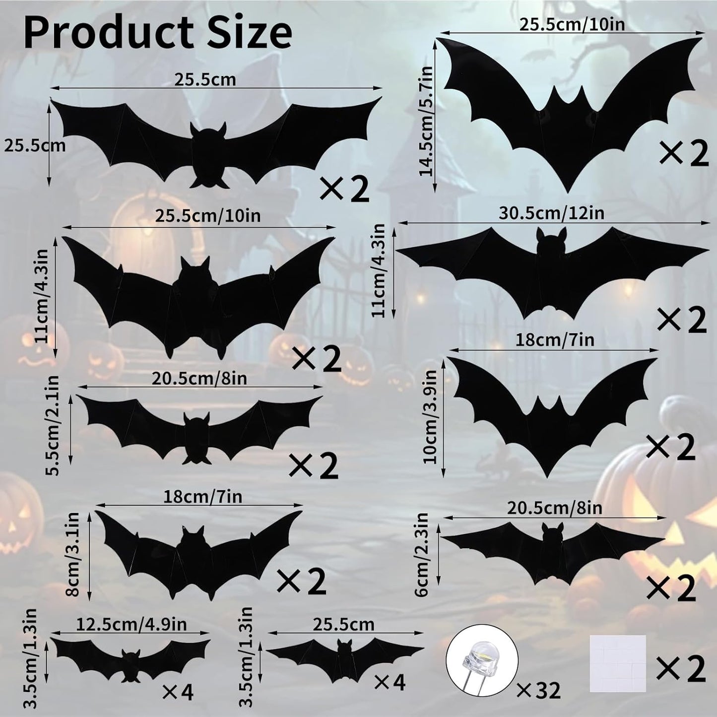 24PCS LED Halloween Bats Decorations, 3D Luminous Wall Stickers Bat Decorations with LED Lights PVC Bats Halloween Wall Decor for Indoor Window Door Wall DIY Party Supplies (Purple)