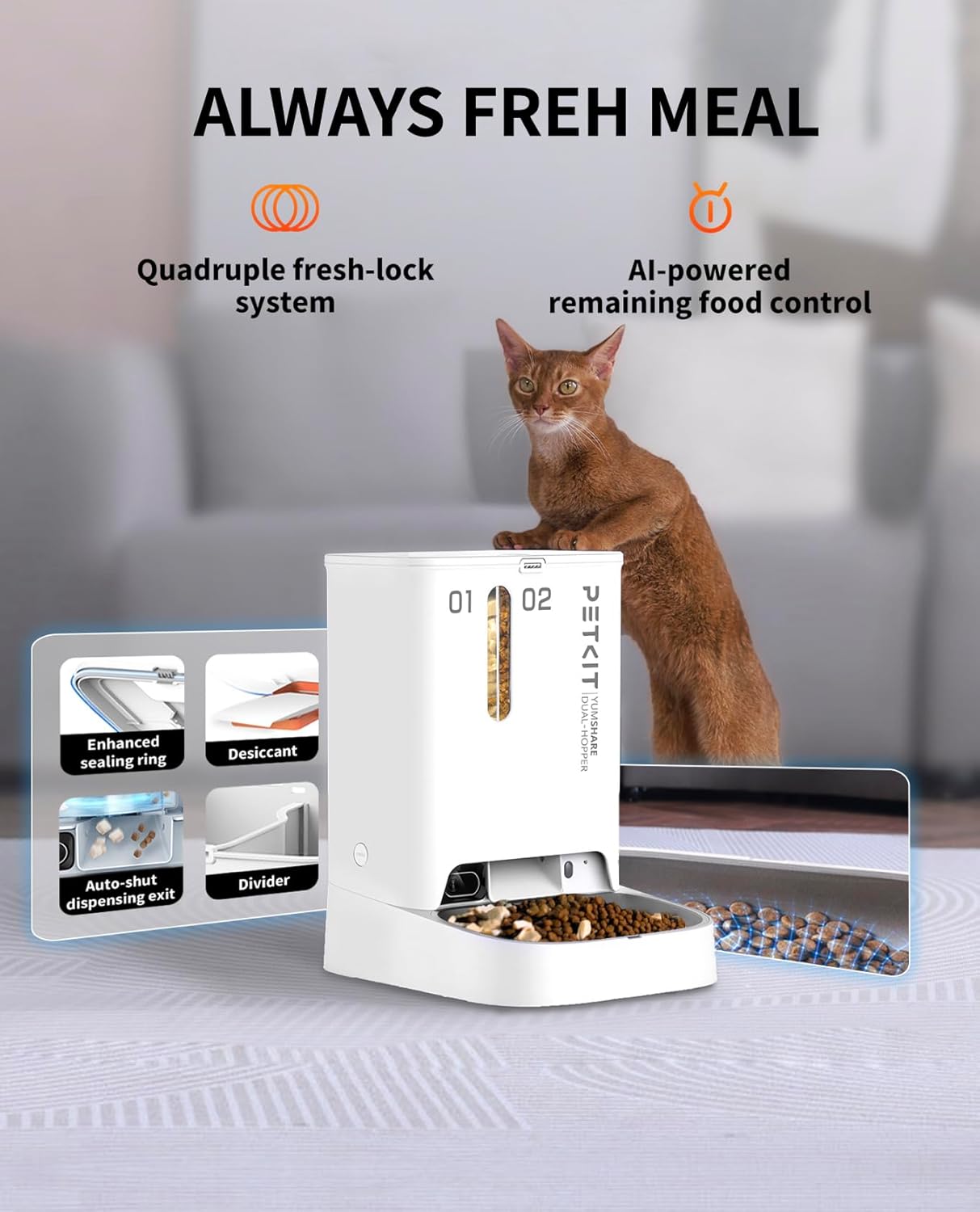 PETKIT SmartFeeder CamPro | 1080P HD Camera Auto Cat Feeder