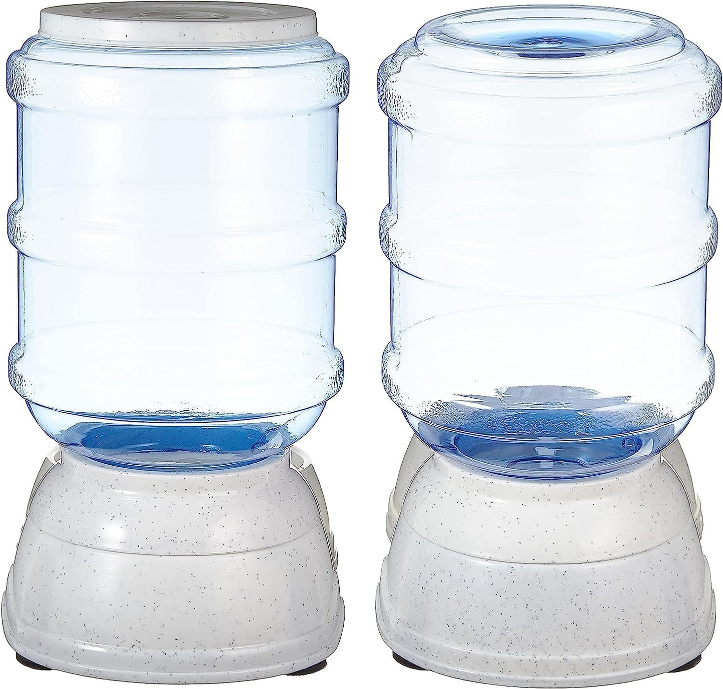 Basics Automatic Dog & Cat Water Dispenser + Gravity Feeder Set – 6lb Food / 1 Gallon Water, Gray (Pack of 2)