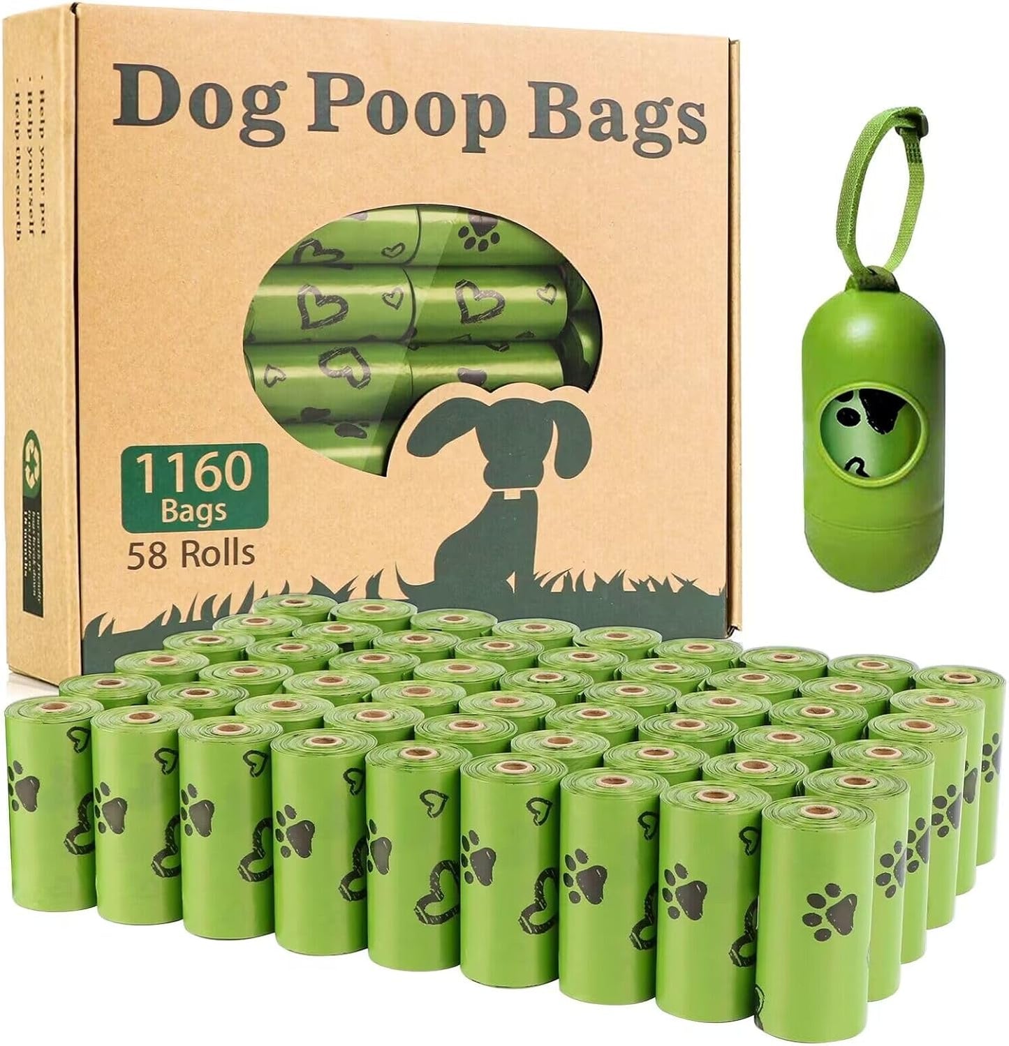 Dog Poo Bags - 540 Counts Biodegradable Poop Waste Bag Refill Rolls for Dogs include 1 Adjustable Dispenser | Scented