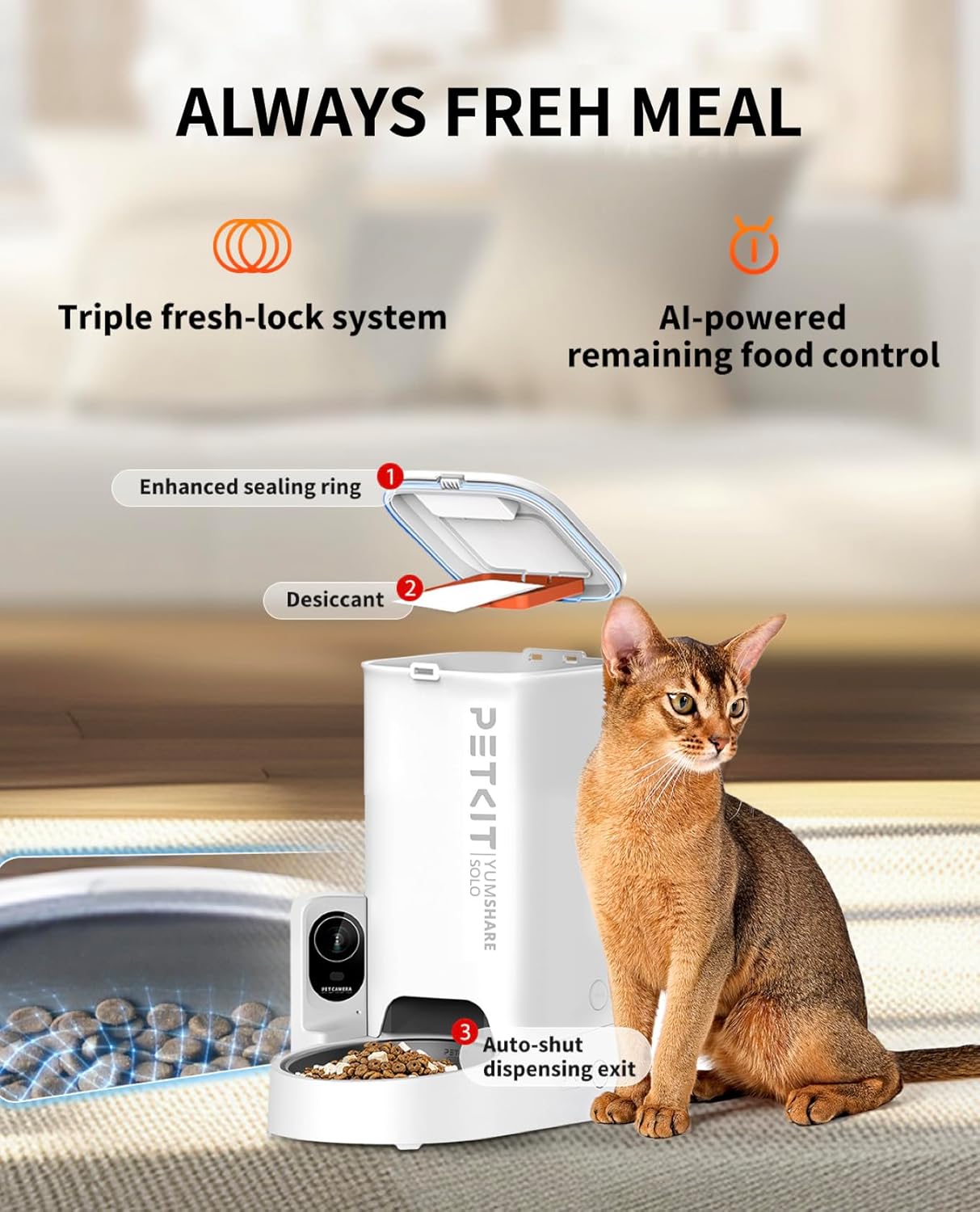 PETKIT SmartFeeder CamPro | 1080P HD Camera Auto Cat Feeder