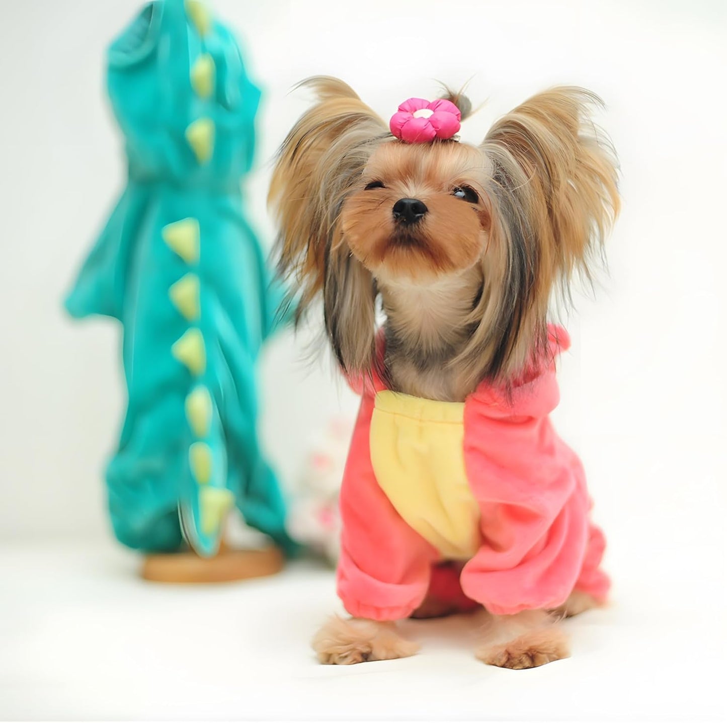 DELIFUR Dinosaur Dog Halloween Costume Pet Dino Hoodie for Small & Medium Dogs