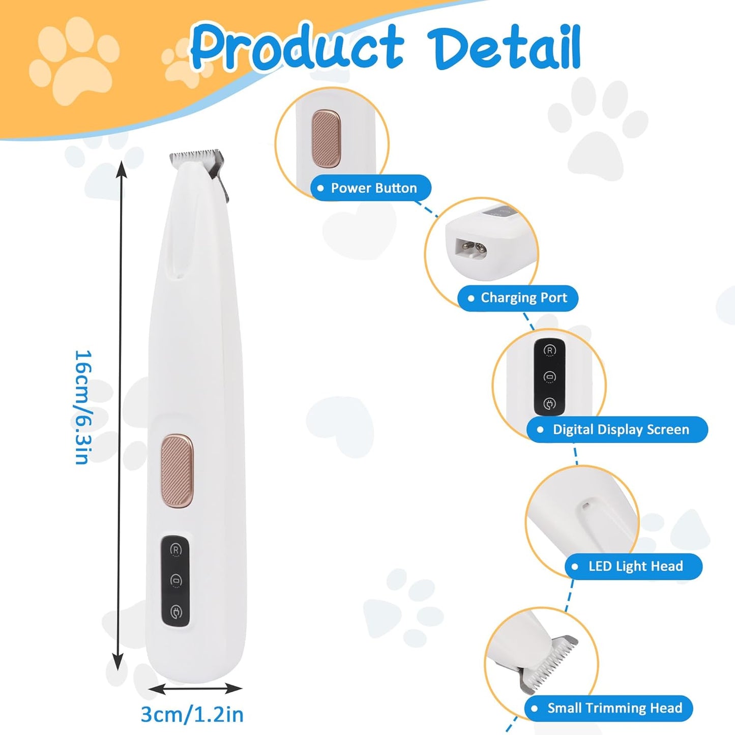 PawGlow Pro LED Pet Paw Trimmer for Cats & Dogs