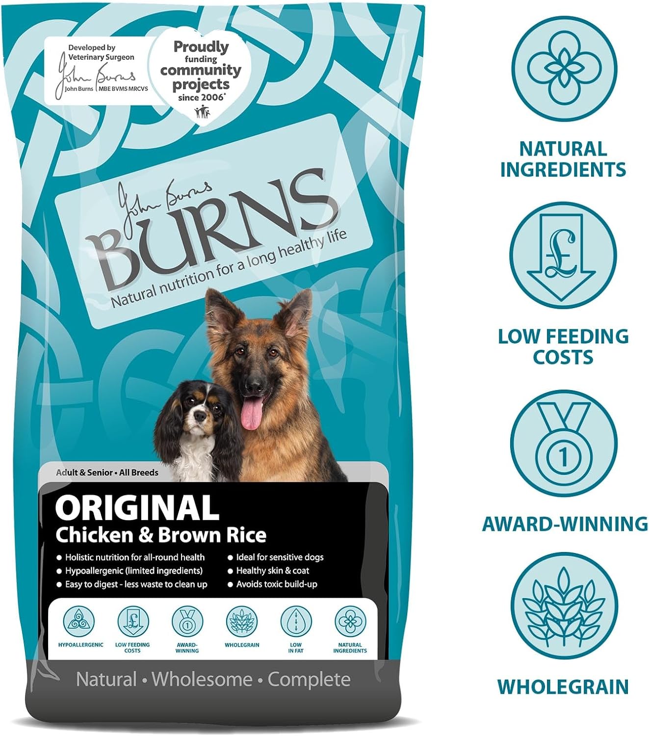 Burns Pet Nutrition Hypoallergenic Complete Dry Dog Food Original Adult and Senior