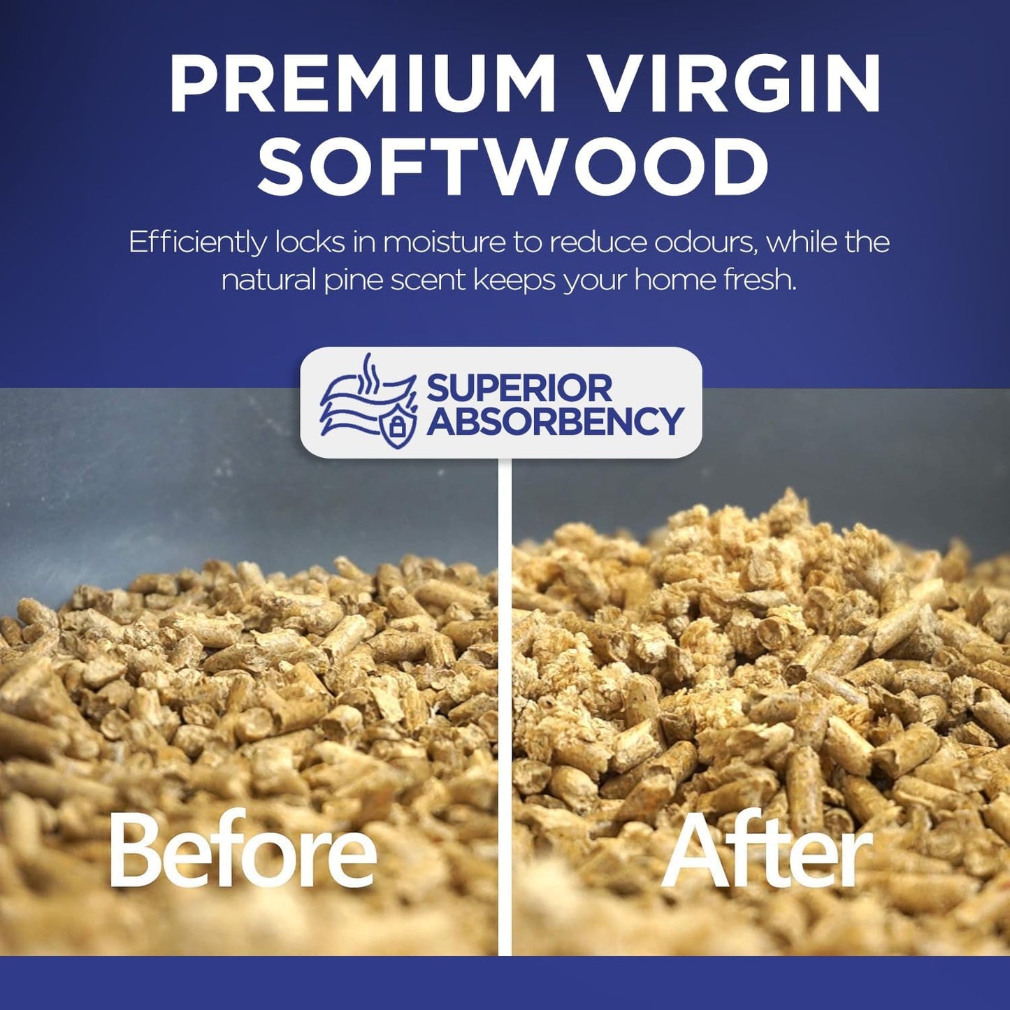 Premium Natural Wood Pellet Cat Litter – Ultra Odour Control, 99% Dust Free, Biodegradable & Super Absorbent for Cats & Kittens