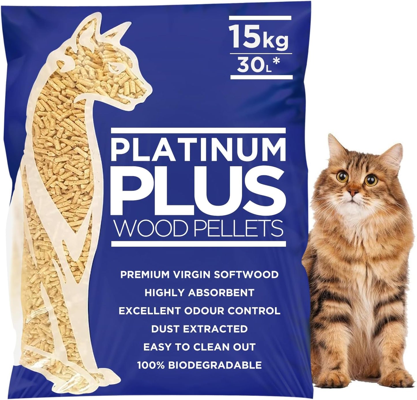 Premium Natural Wood Pellet Cat Litter – Ultra Odour Control, 99% Dust Free, Biodegradable & Super Absorbent for Cats & Kittens