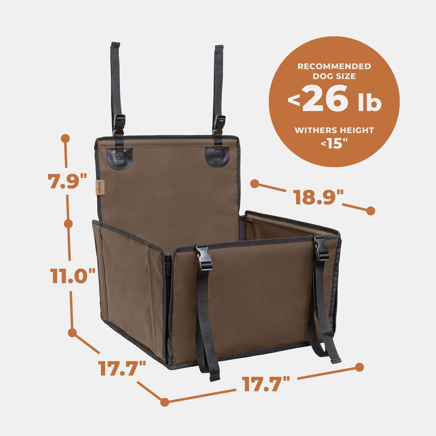 Wuglo Extra Stable Dog Car Seat – Waterproof & Reinforced for Medium Dogs