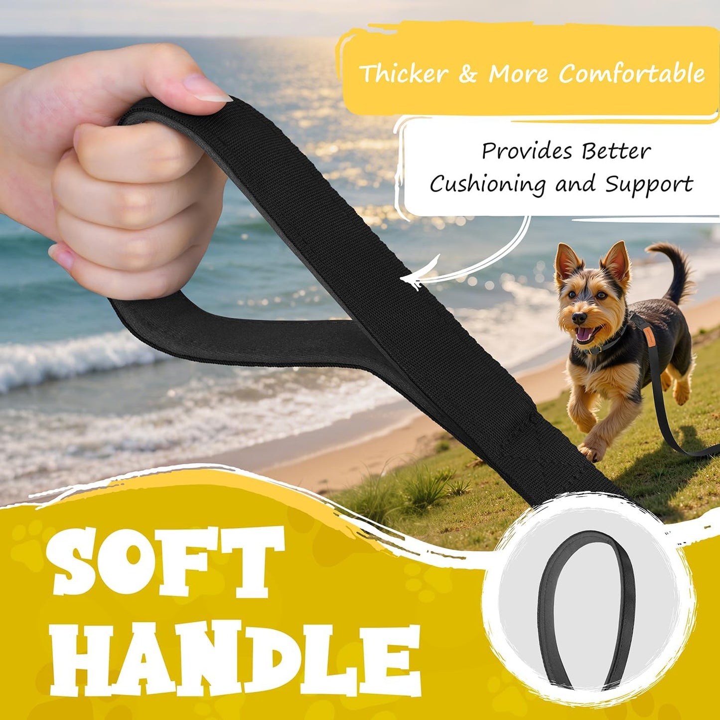 Looxmeer Dog Training Lead, Strong Extra Long Dog Lead for Small Medium Large Dog with Padded Handle & Storage Bag, Waterproof Dog Leash for Recall Tracking Hiking Hunting Obedience, Blue