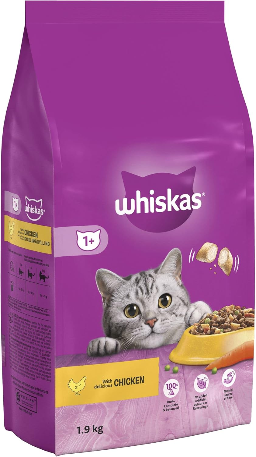Whiskas 1+ Dry Cat Food Chicken | Complete Nutrition for Adult Cats 🐱