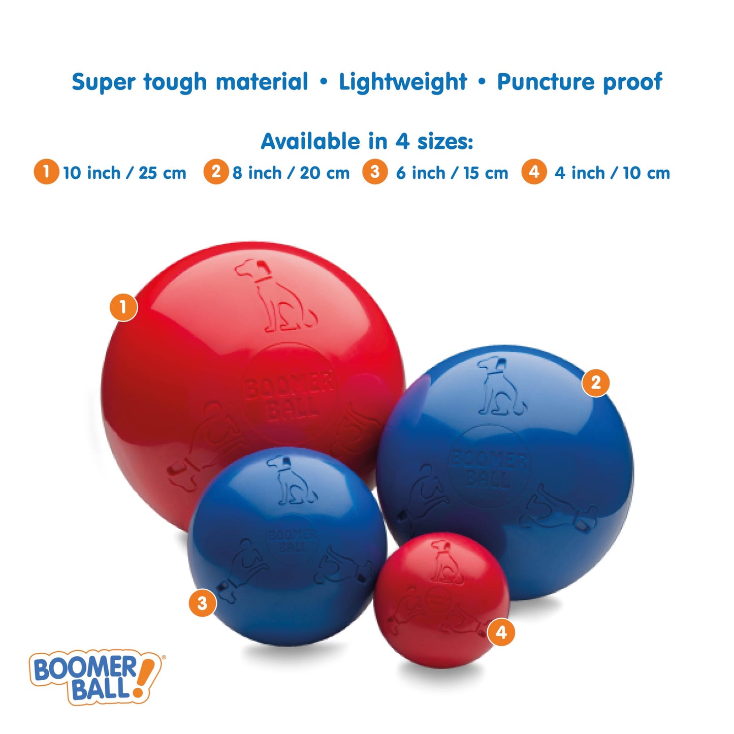 BOOMER BALL 10 inch, Virtually Indestructible Best Dog Toy, Boredom Busting Football, Tough&Durable Large Dog Ball, Floats on Water, Great for Mental Stimulation&High Energy Dogs, Assorted Colours