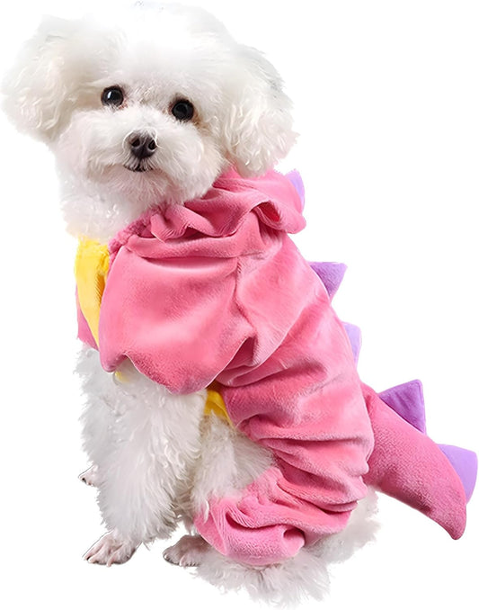 DELIFUR Dinosaur Dog Halloween Costume Pet Dino Hoodie for Small & Medium Dogs