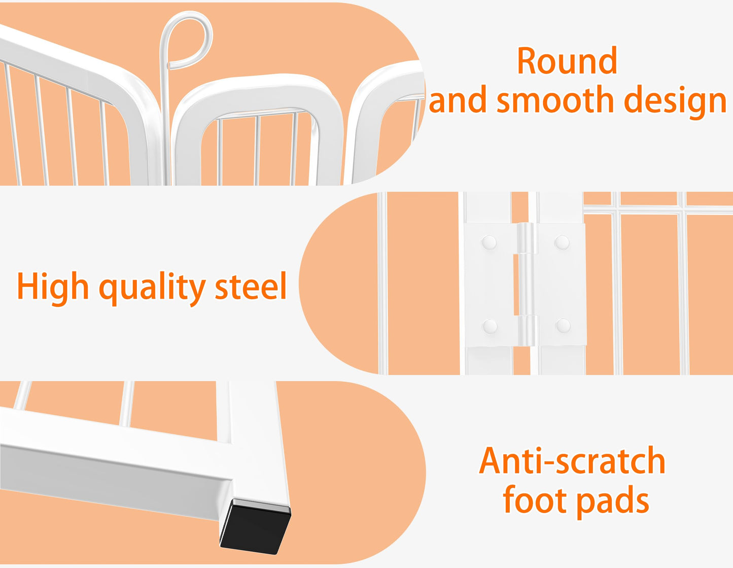 HOMIDEC Dog Pen – 8 Panel 80cm Foldable Pet Playpen with Door for Dogs, Puppies, Cats & Small Animals (White)