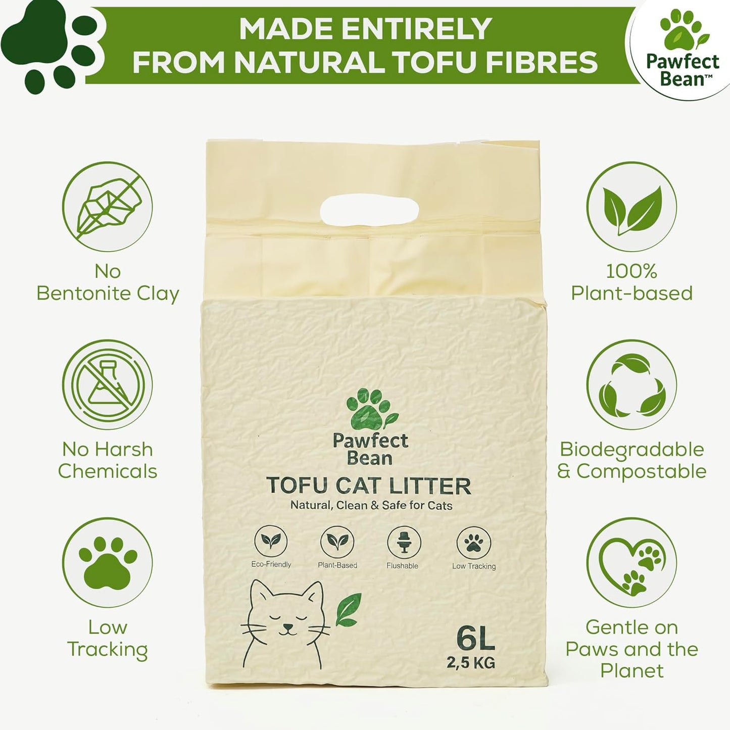 Premium Tofu Cat Litter – Natural Clumping & Flushable Cat Litter