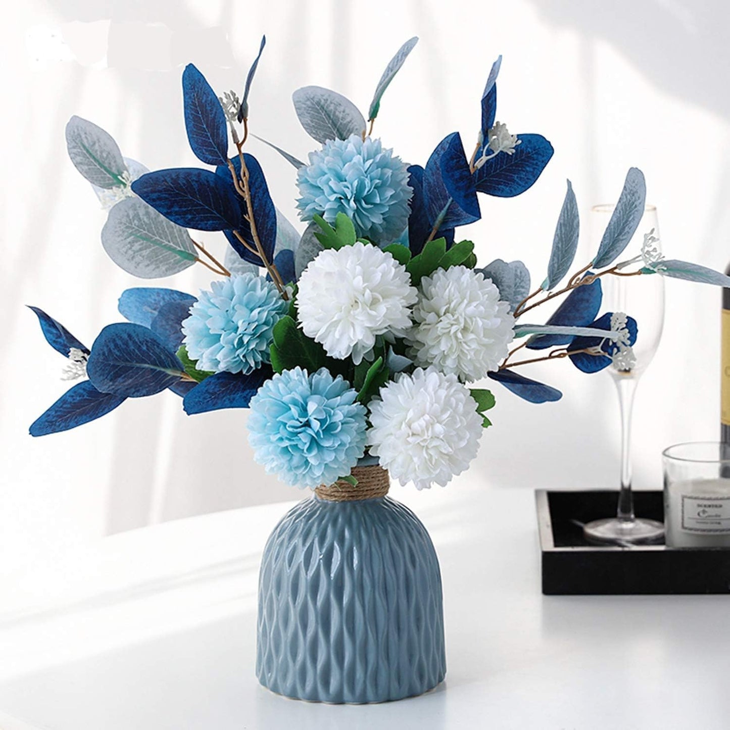 Artificial Flower Arrangement with Vase – Elegant Faux Floral Home Décor