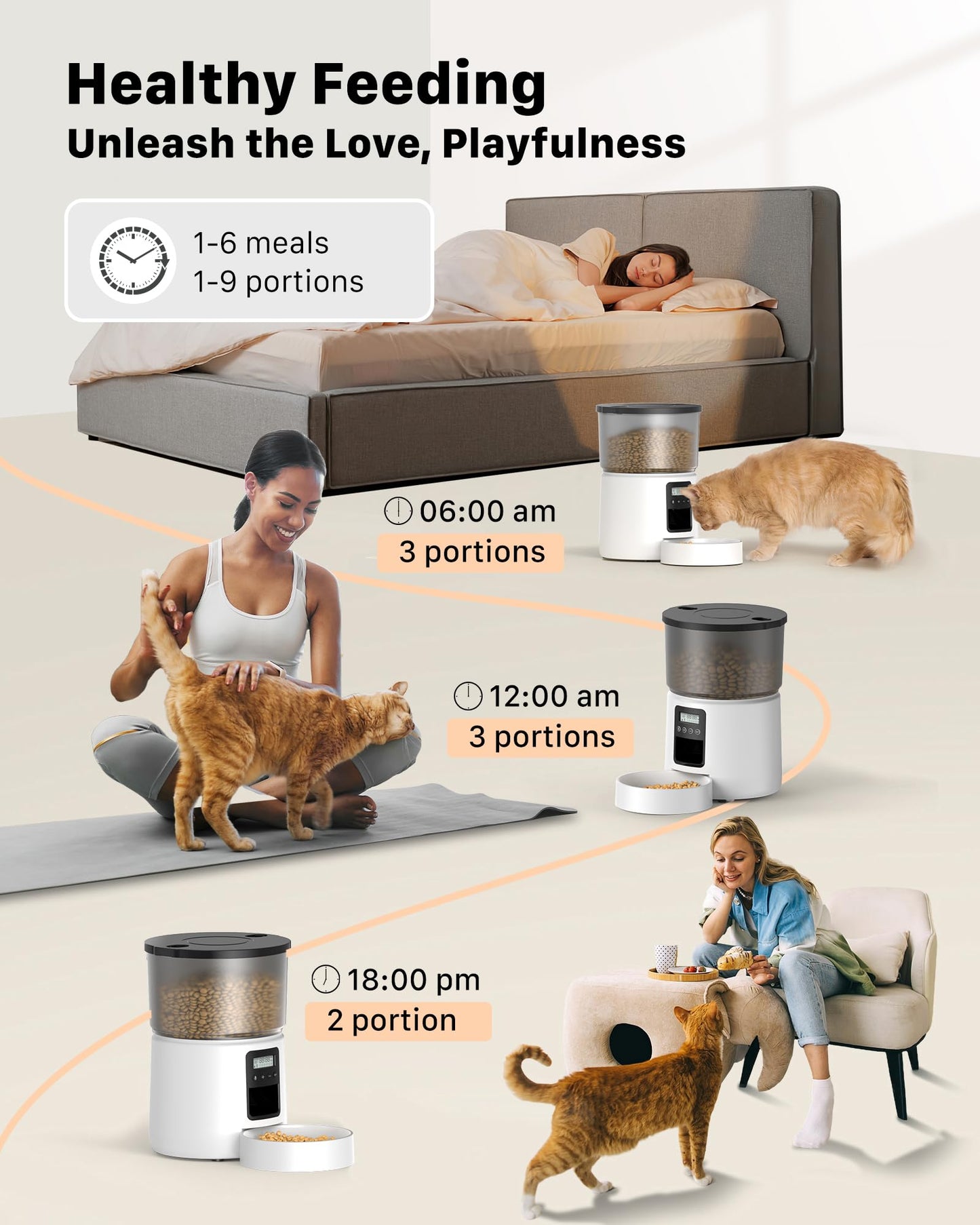 BEMOONY Automatic Cat Feeder – 5L Smart Pet Food Dispenser with Custom Feeding Schedule for Cats & Dogs