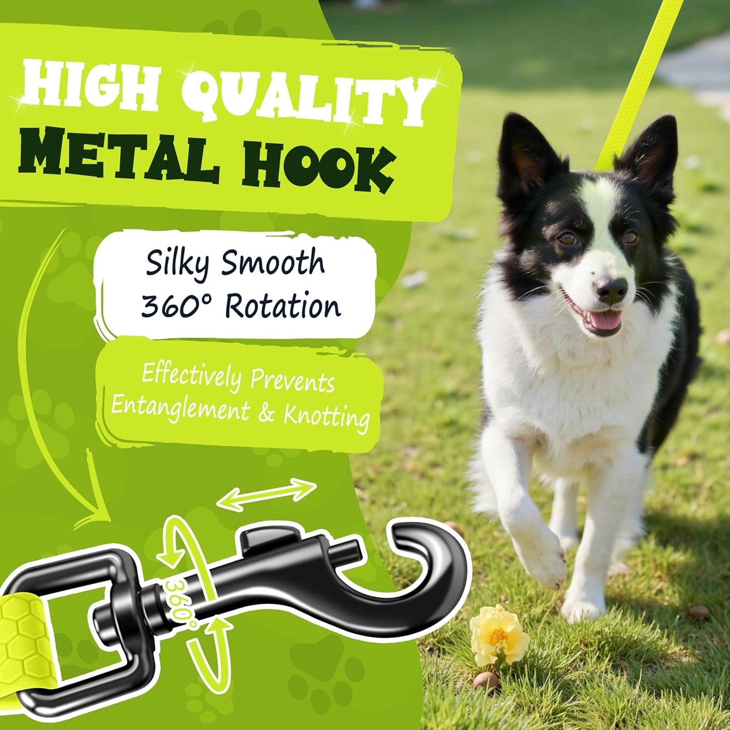 Looxmeer Dog Training Lead, Strong Extra Long Dog Lead for Small Medium Large Dog with Padded Handle & Storage Bag, Waterproof Dog Leash for Recall Tracking Hiking Hunting Obedience, Blue