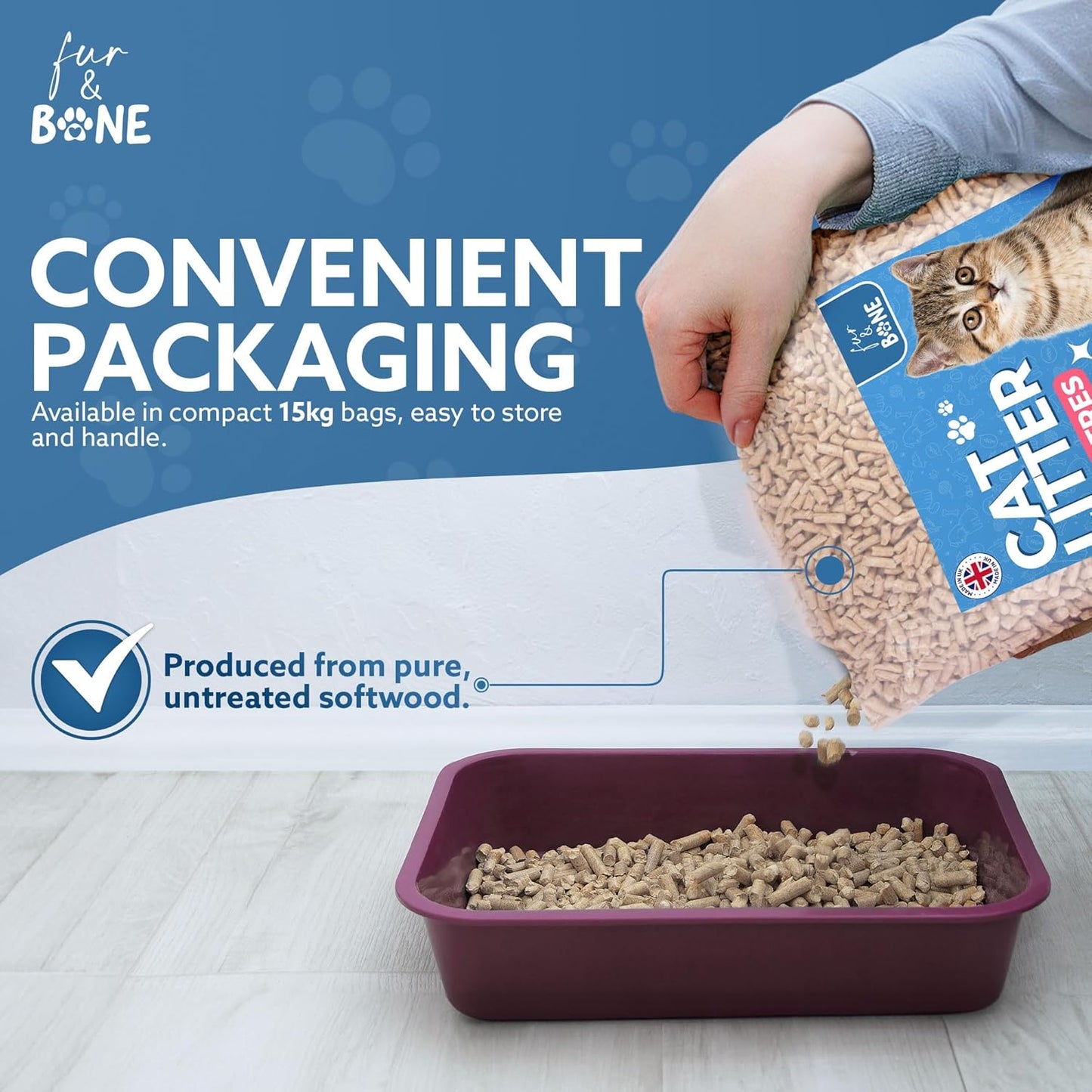 Natural Wood Pellet Cat Litter – Wooden Pellets for Cat Litter Tray – Scandinavian Wood