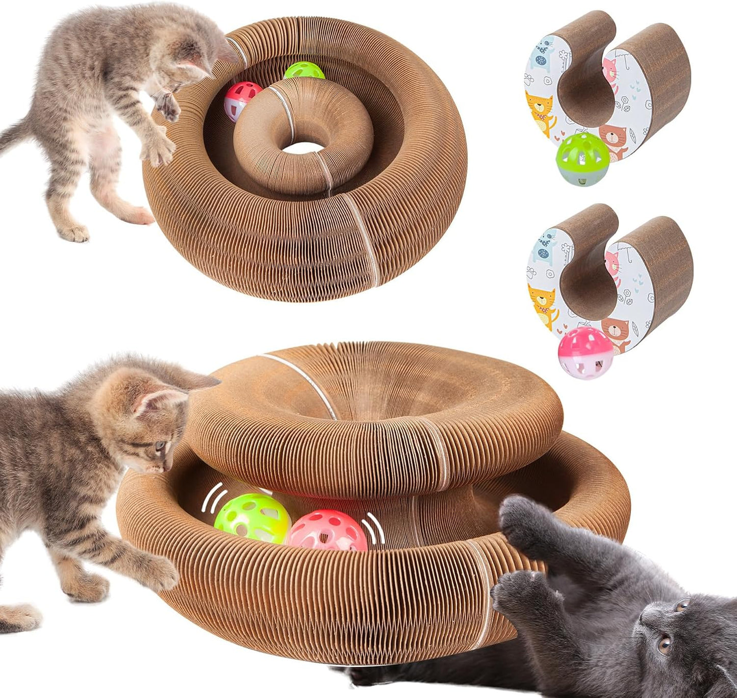 Magic Accordion Cat Scratcher Toy with Ball – Interactive Curl Ring for Indoor Cats & Kittens