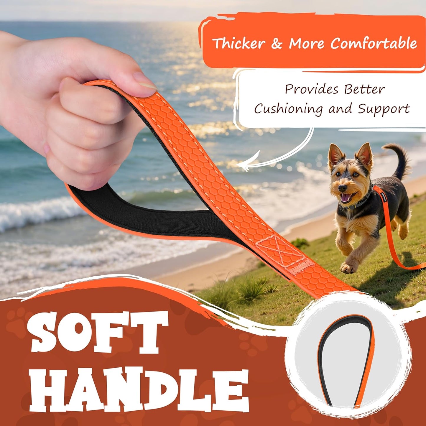 Looxmeer Dog Training Lead, Strong Extra Long Dog Lead for Small Medium Large Dog with Padded Handle & Storage Bag, Waterproof Dog Leash for Recall Tracking Hiking Hunting Obedience, Blue