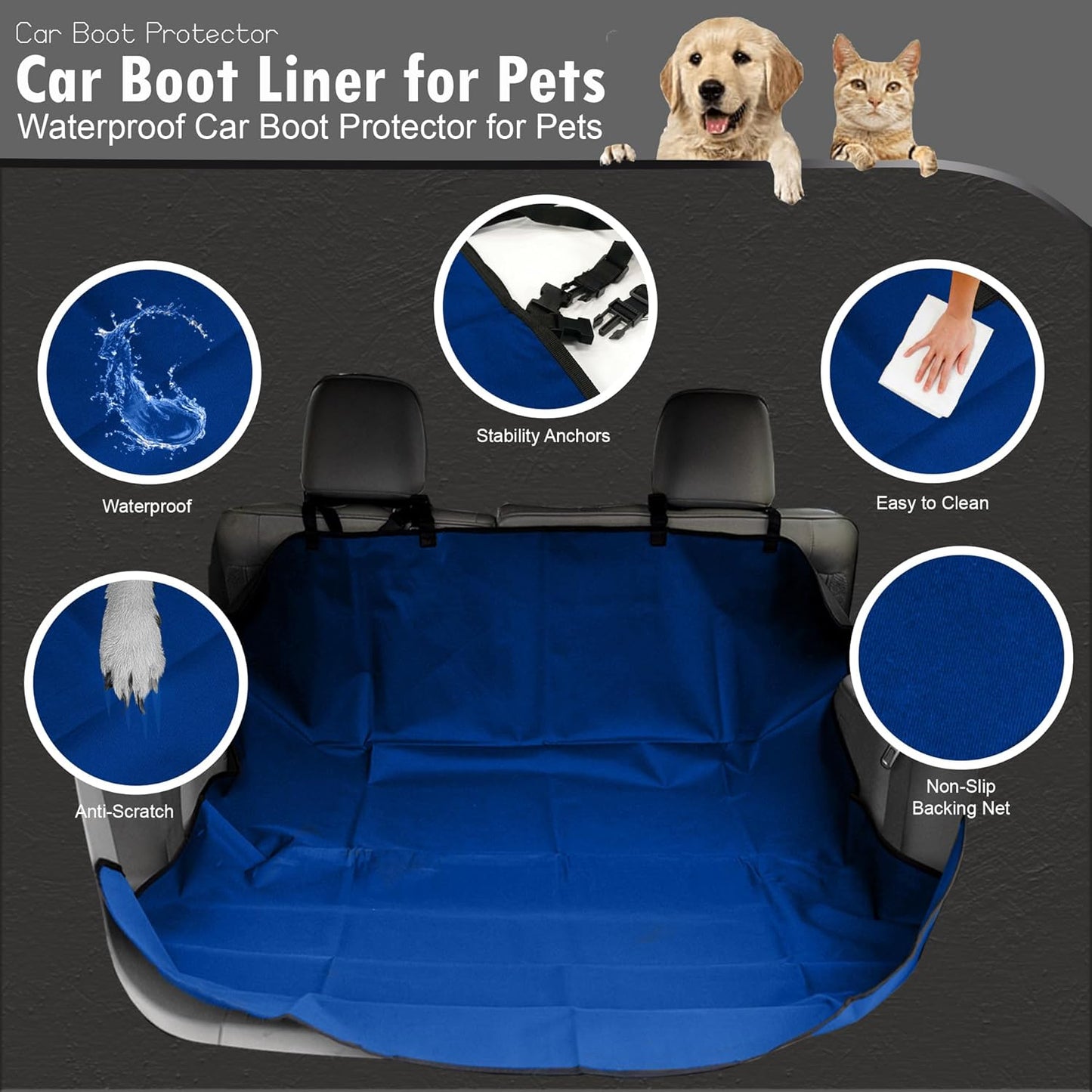 Waterproof Car Boot Protector for Dogs – Non-Slip Boot Liner with Side & Bumper Flap Protection